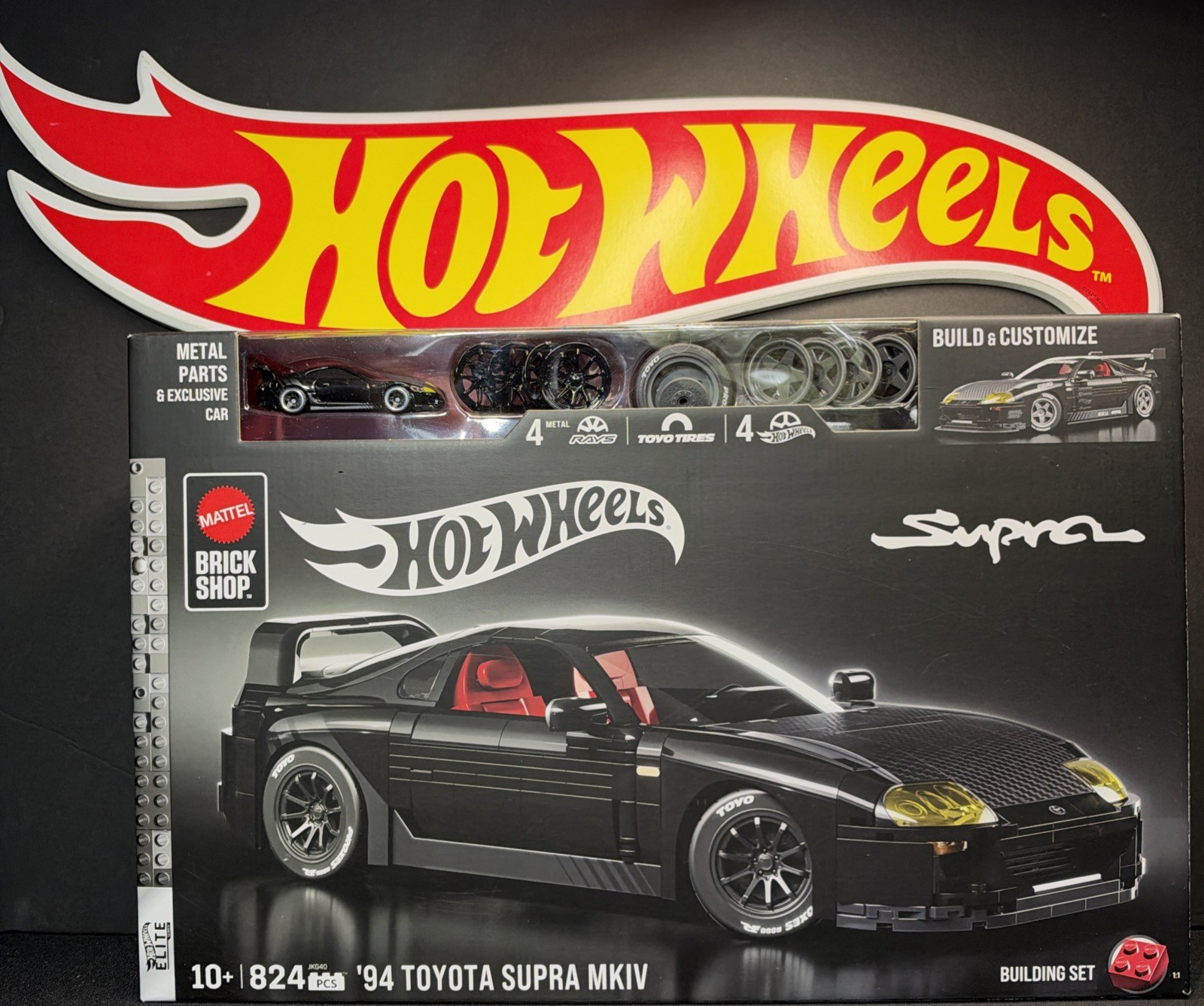 Mattel Brick Shop Hot Wheels Elite 94 Toyota Supra MKIV Building Set 824pc NEW