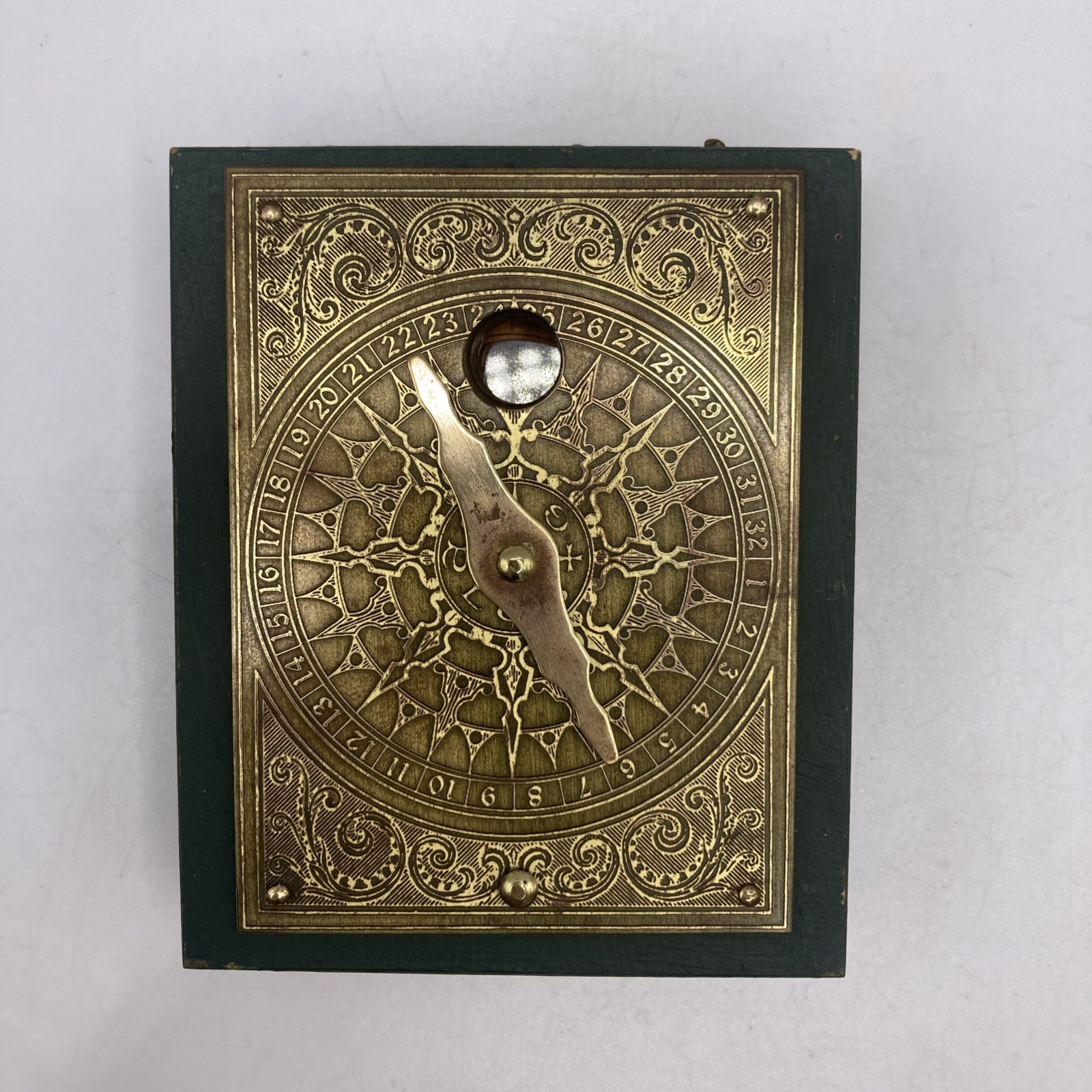 Villalcor Brass &Wood Sundial Pocket Compass Made In Spain (Needs Repair)