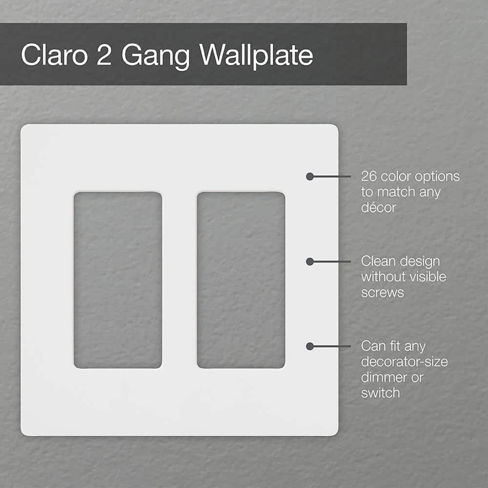 3 Pack Claro 2 Gang Wall Plate for Decorator/Rocker Switches, Gloss, White