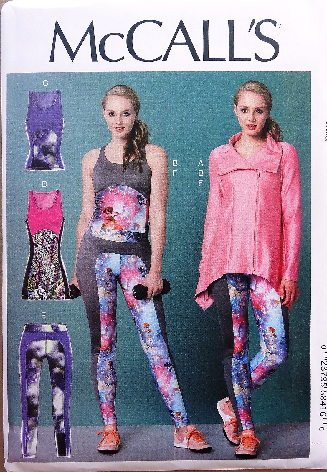 McCall\'s M7446 Misses Workout Outfits Jacket, Tops Tunic Leggings Pattern 6~22