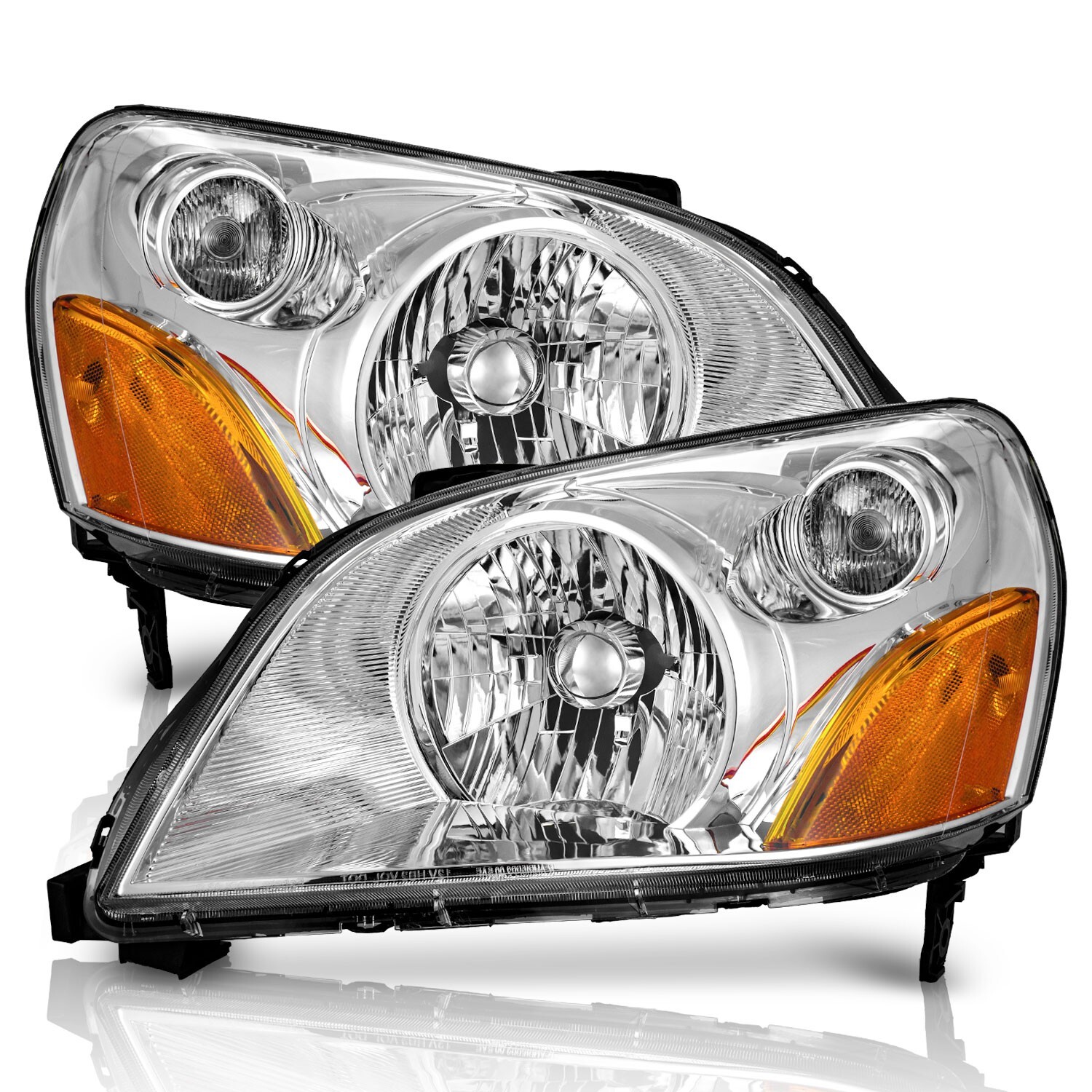 WEELMOTO Pair Headlights For 2003-2005 Honda Pilot Chrome Headlamps Left & Right