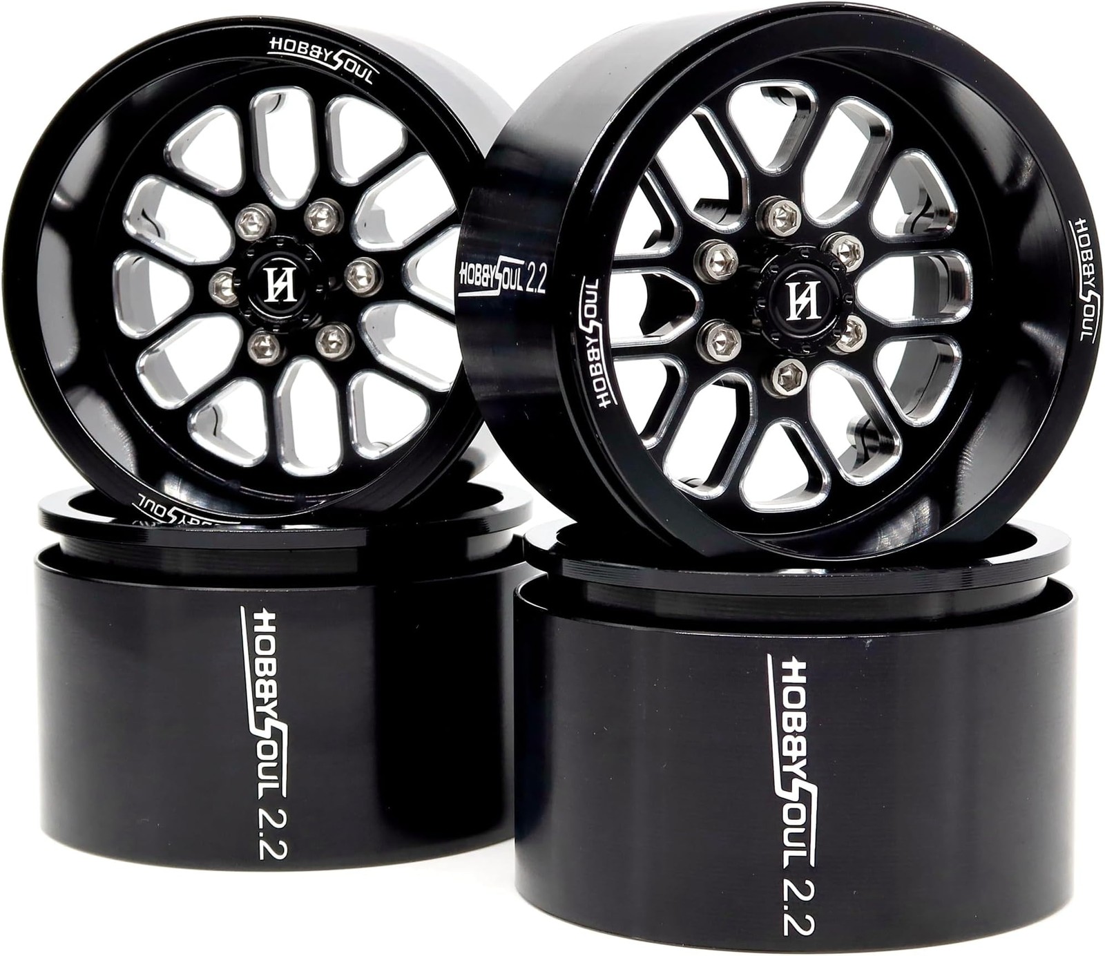 HOBBYSOUL RC 2.2 Beadlock Wheels 40mm Wide 4-Pack Fits TRX4 SCX10 Capra HOBBYSOUL RC 2.2 Beadlock Wheels 40mm Wide 4-Pack Fits TRX4 SCX10 Capra