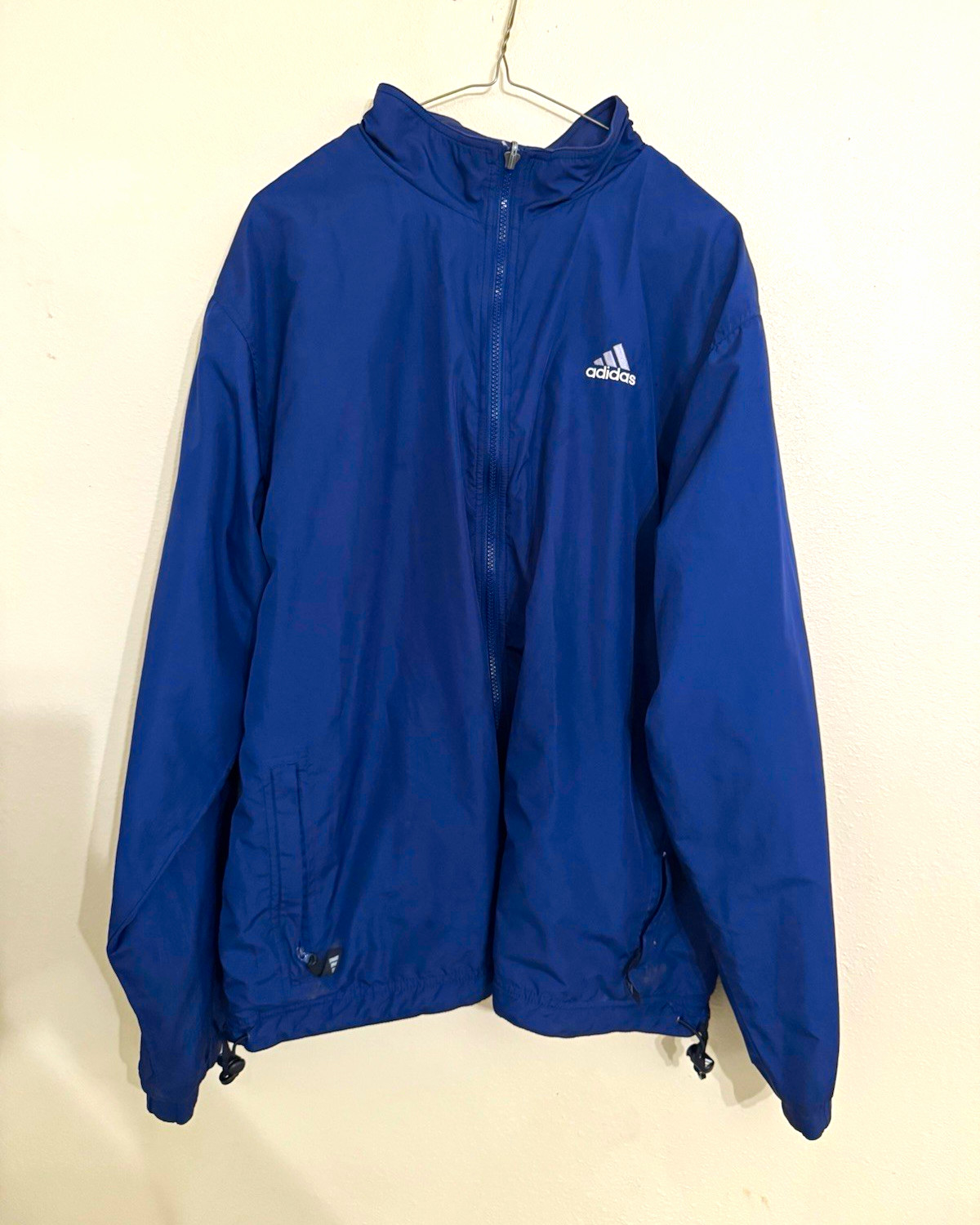 VTG Y2K Adidas Full Zip Windbreaker Jacket Navy Blue Big Logo Men\'s L/XL