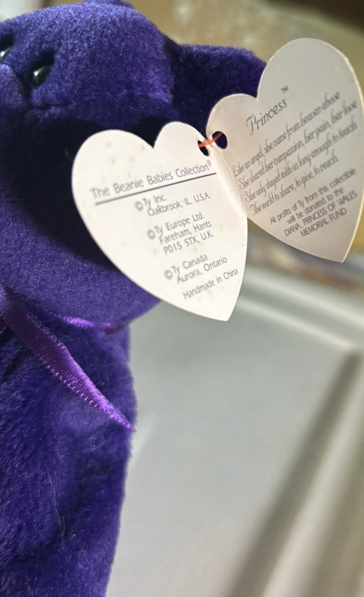 RARE RETIRED 1997 Ty Beanie Babies Princess Diana Bear Toy