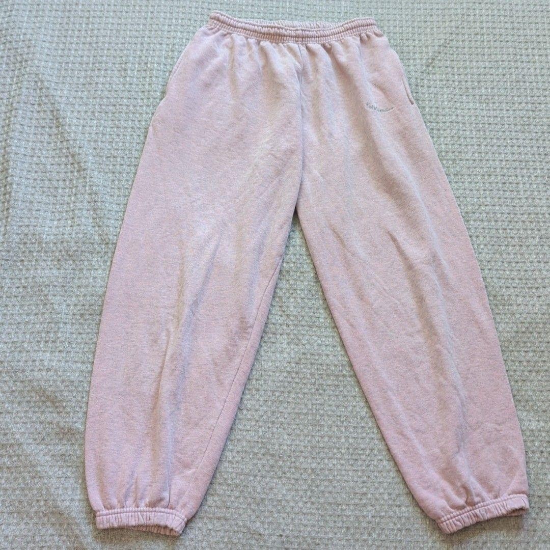 Iets Frans... Sweat Pants Womens M Pink Fleece Elastic Waist Joggers Lounge Cozy
