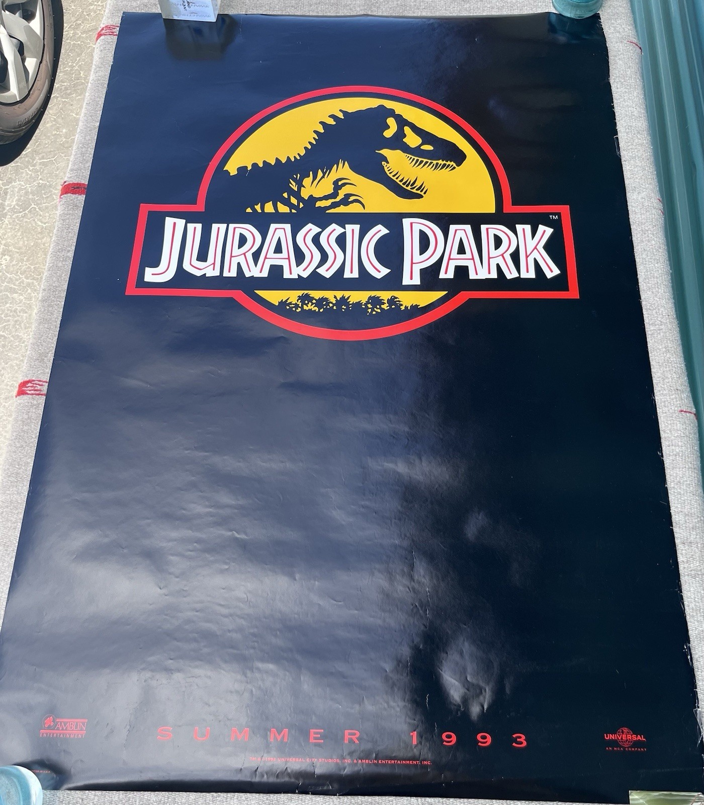 1993 Jurassic Park Original Movie Advance Poster Universal Amblin Double Sided 1993 Jurassic Park Original Movie Advance Poster Universal Amblin Double Sided
