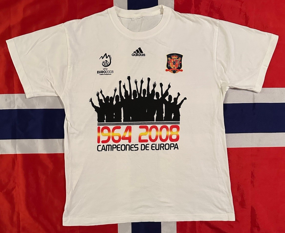 Adidas Spain Euro 2008 Champions Shirt Mens Large L White Soccer Campeones UEFA Adidas Spain Euro 2008 Champions Shirt Mens Large L White Soccer Campeones UEFA