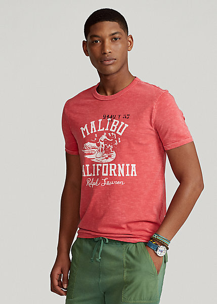Polo Ralph Lauren MALIBU CALIFORNIA Surfing T-shirt Red Men\'s Size Small Polo Ralph Lauren MALIBU CALIFORNIA Surfing T-shirt Red Men\'s Size Small