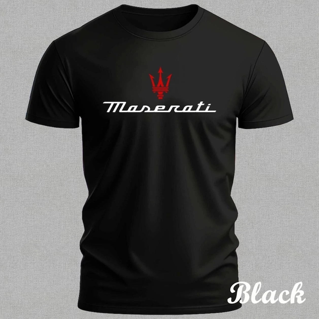 NEW Maserati Luxury Logo Black Men T-Shirt Size S-5XL
