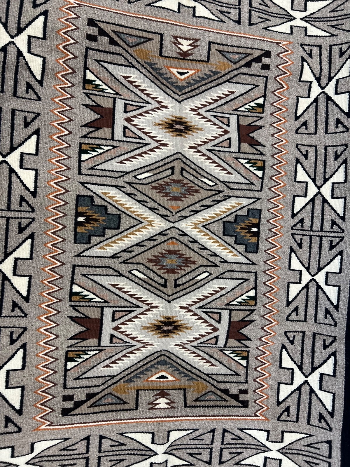 Vintage Navajo Two Grey Hills Rug Mat 39x52 Pristine Mint Condition 1970s Woven Vintage Navajo Two Grey Hills Rug Mat 39x52 Pristine Mint Condition 1970s Woven