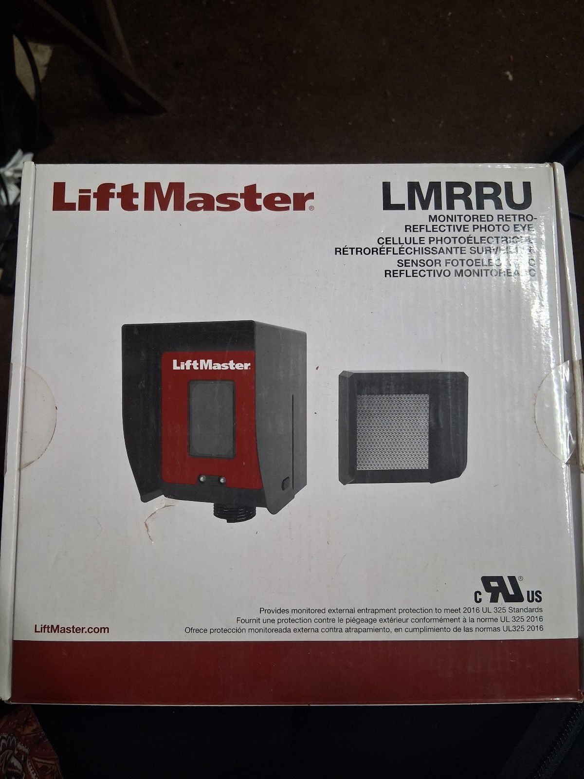 Liftmaster LMRRU Monitored Retro-Reflective Photo Eye, 50ft Range, New In Box