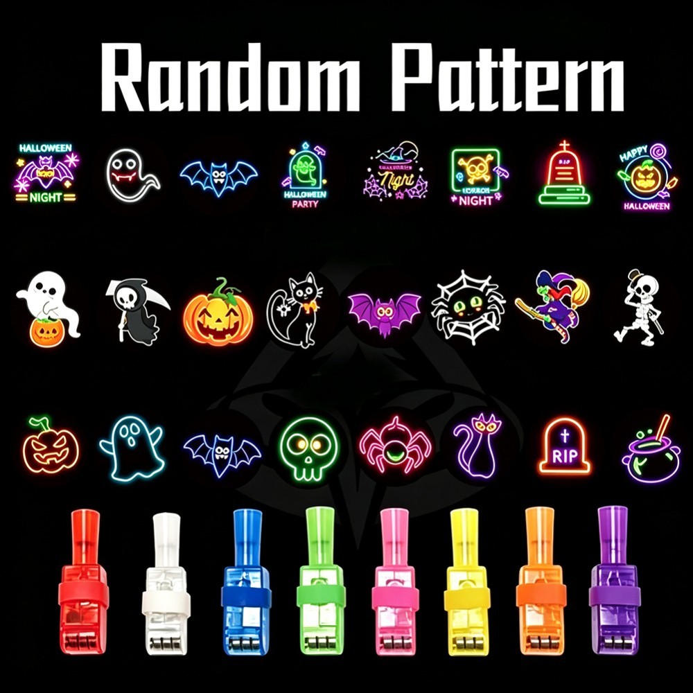 12Pcs Halloween Finger Lights LED Projector Rings Home Party Favor Trick Treat