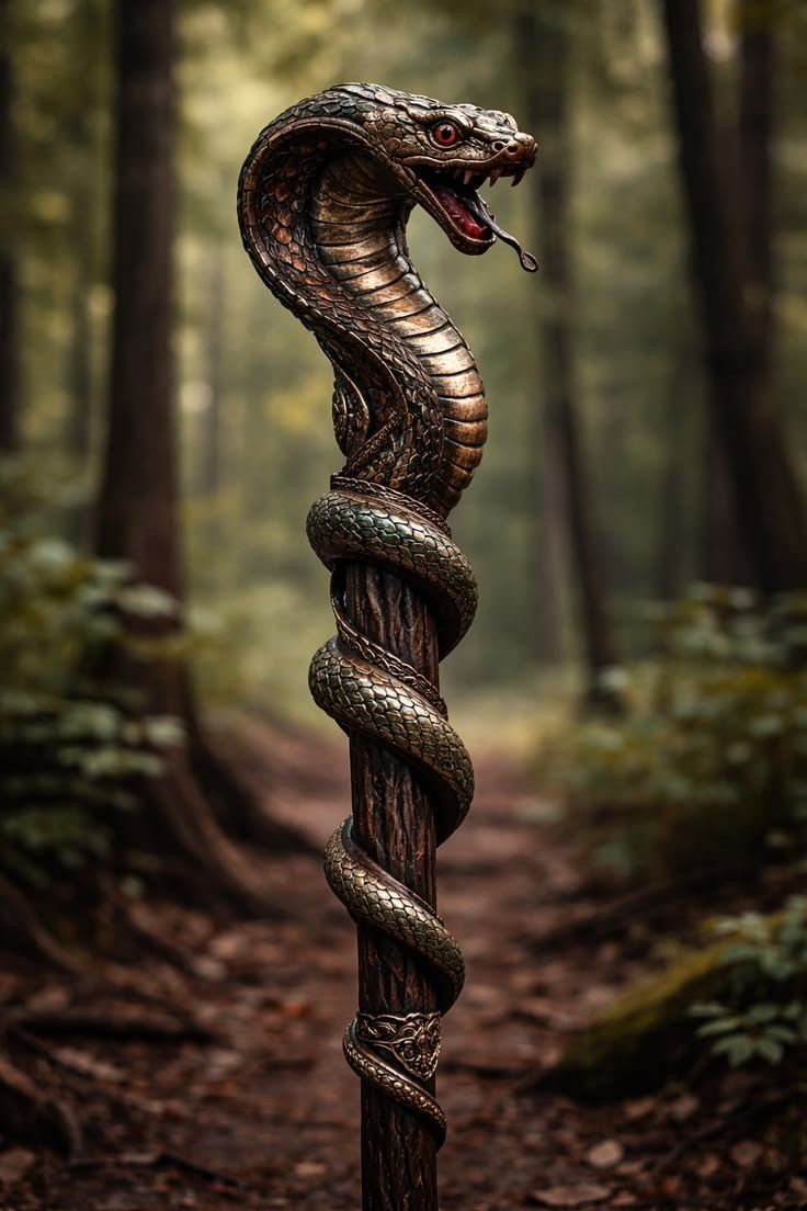 Wooden walking stick hand carved Cobra snake handmade wooden walking cane