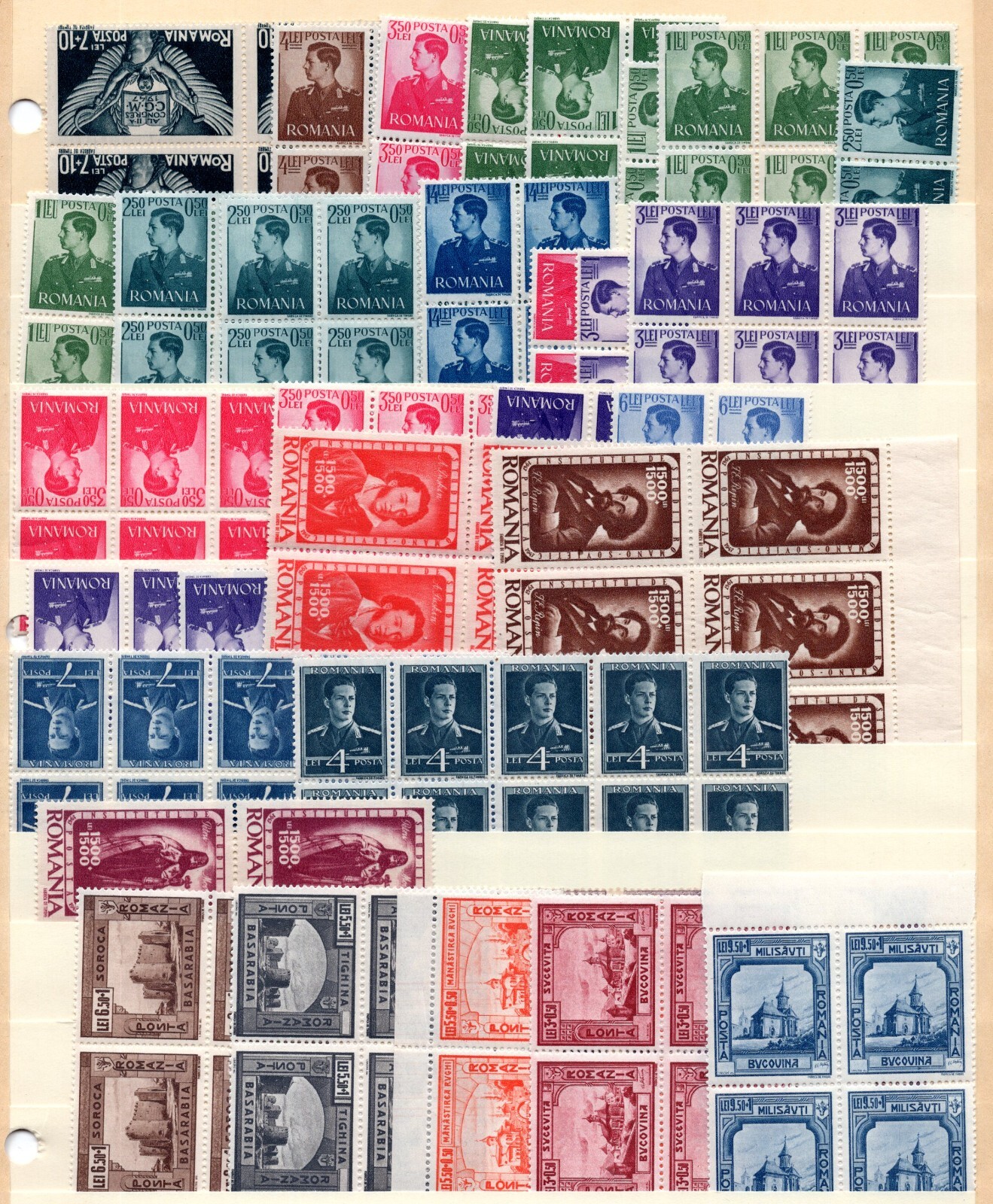 Romania 1940 Large Accumulation Of Many Hundreds Mostly In Blocks Of 4