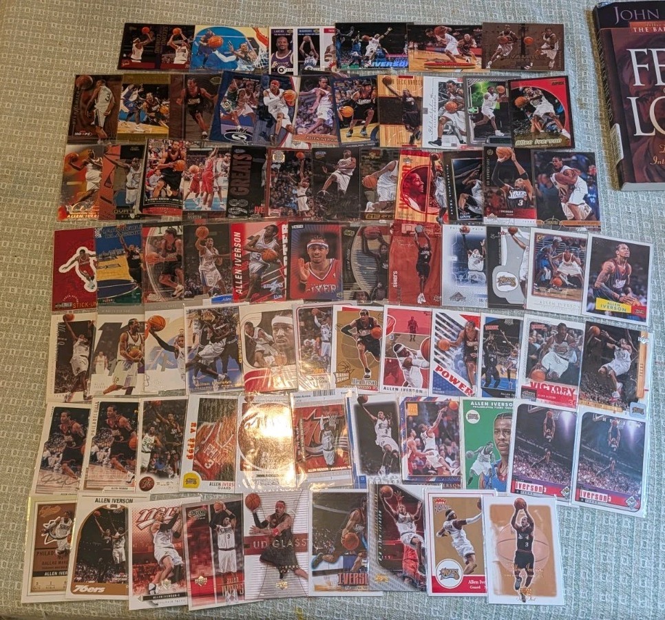Allen Iverson 73x LOT 1997-2004 Topps Fleer Upper Deck SPx Stadium Club Metal