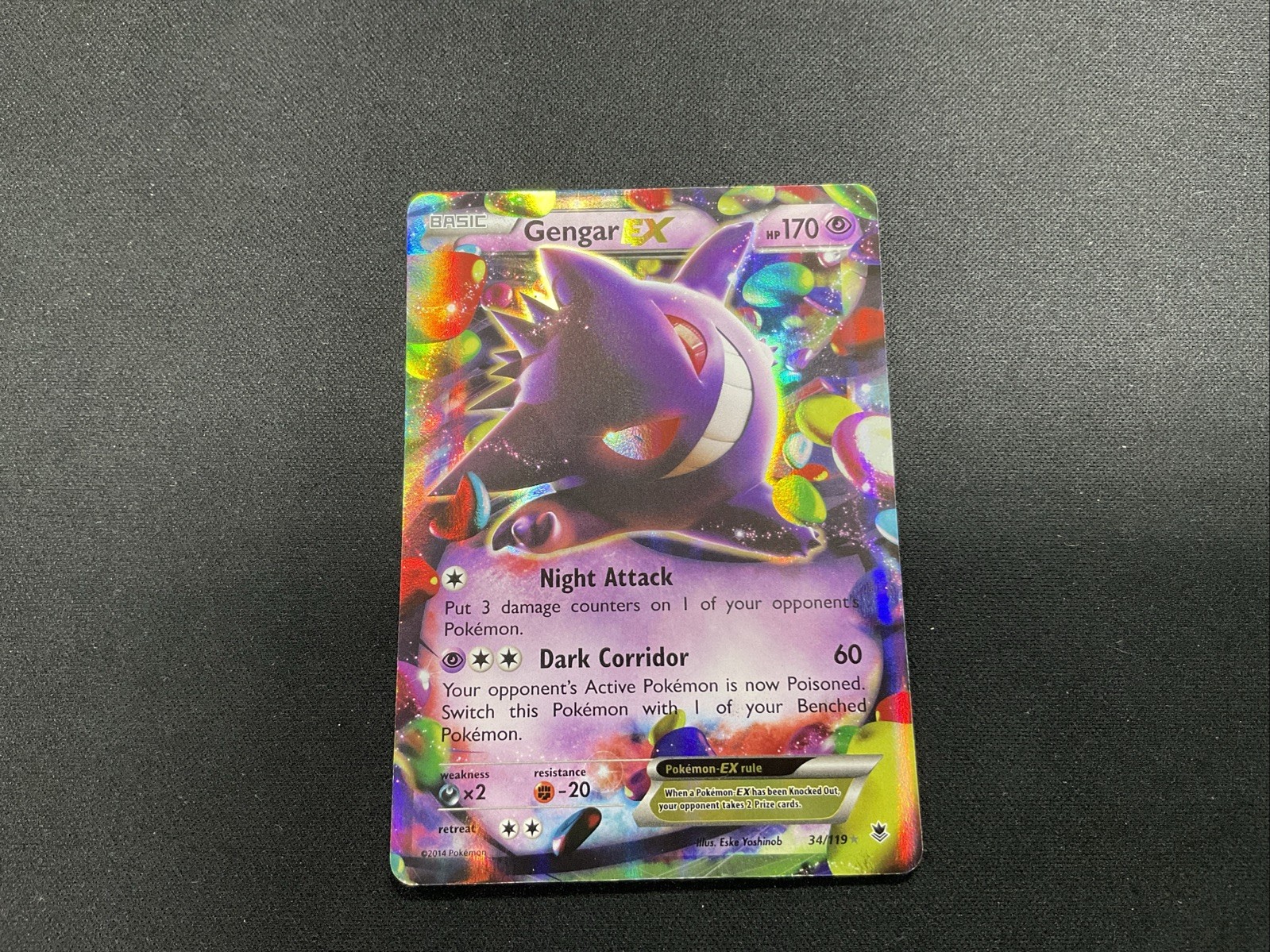 Gengar EX 34/119 XY - Phantom Forces Holo Crease