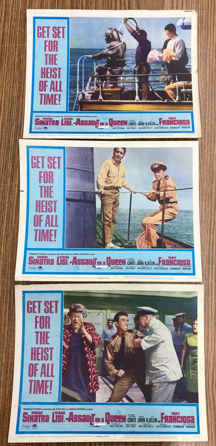 3x ASSAULT ON A QUEEN MOVIE LOBBY CARDS 11×14 3x ASSAULT ON A QUEEN MOVIE LOBBY CARDS 11×14