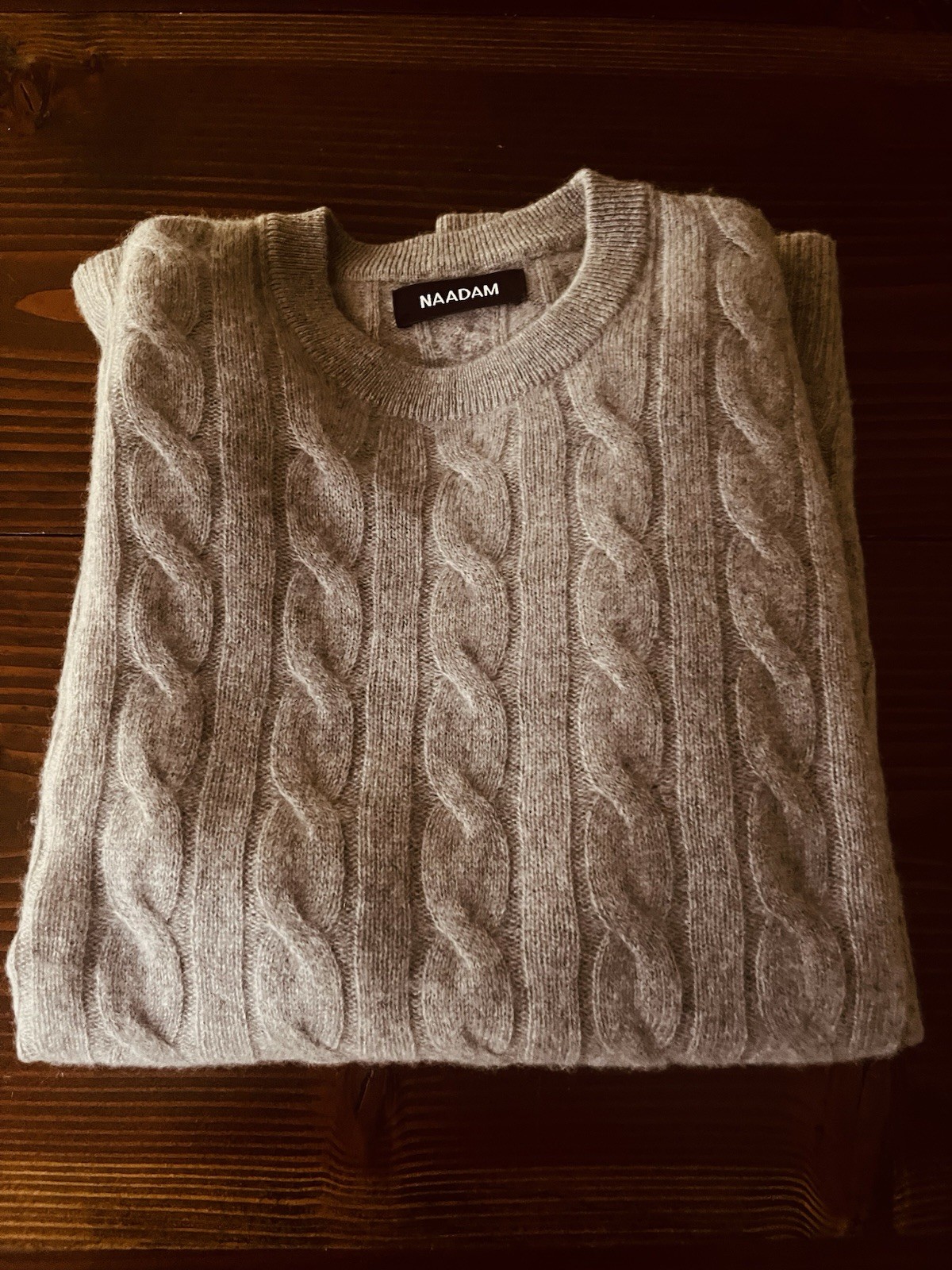 NAADAM Men\'s Timber Cashmere Cable Knit Crewneck Pullover Sweater Size M