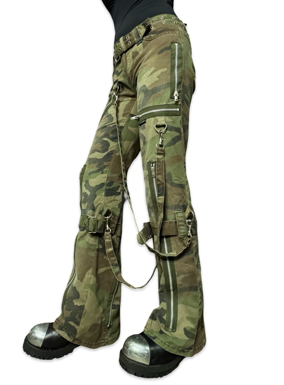 Rare Tripp NYC Rare Classic Bondage Straps Goth Green Camo Vintage Baggy Pants Rare Tripp NYC Rare Classic Bondage Straps Goth Green Camo Vintage Baggy Pants