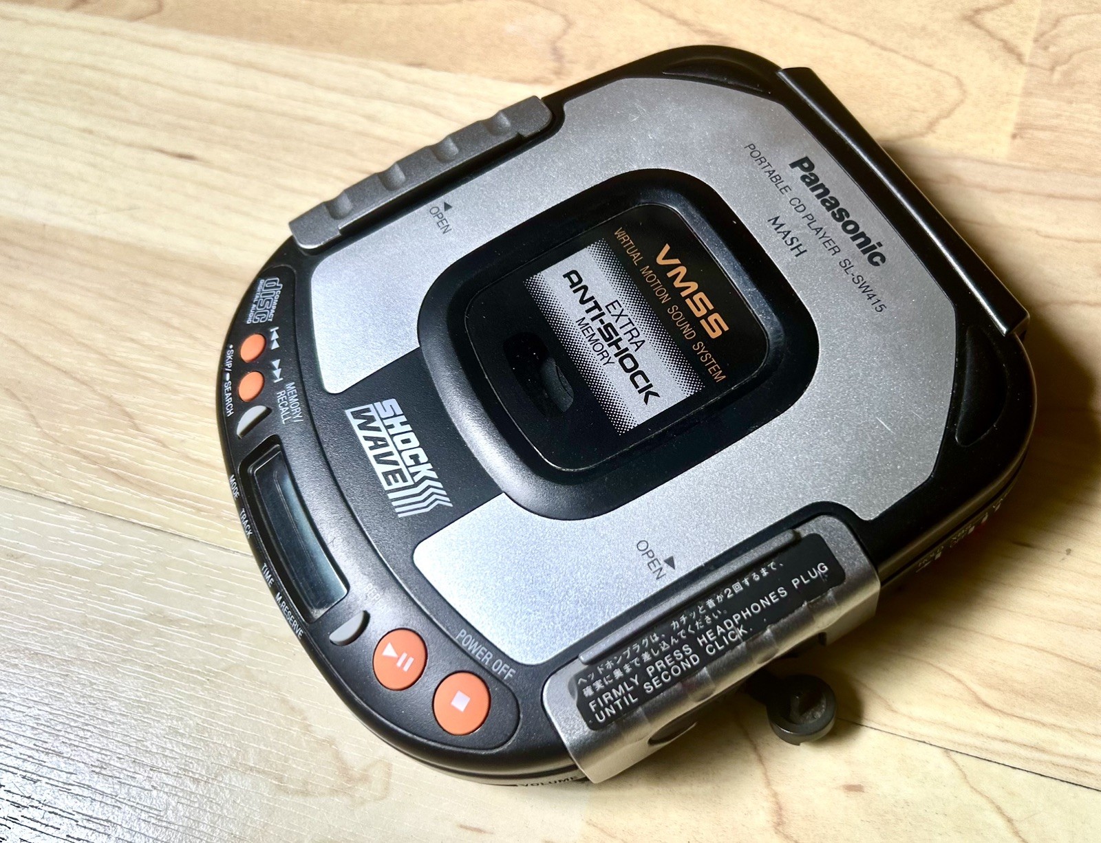 Panasonic SL-SW505 Shockwave 1997 Japan/Portable CD Player SILVER XBS/TESTED