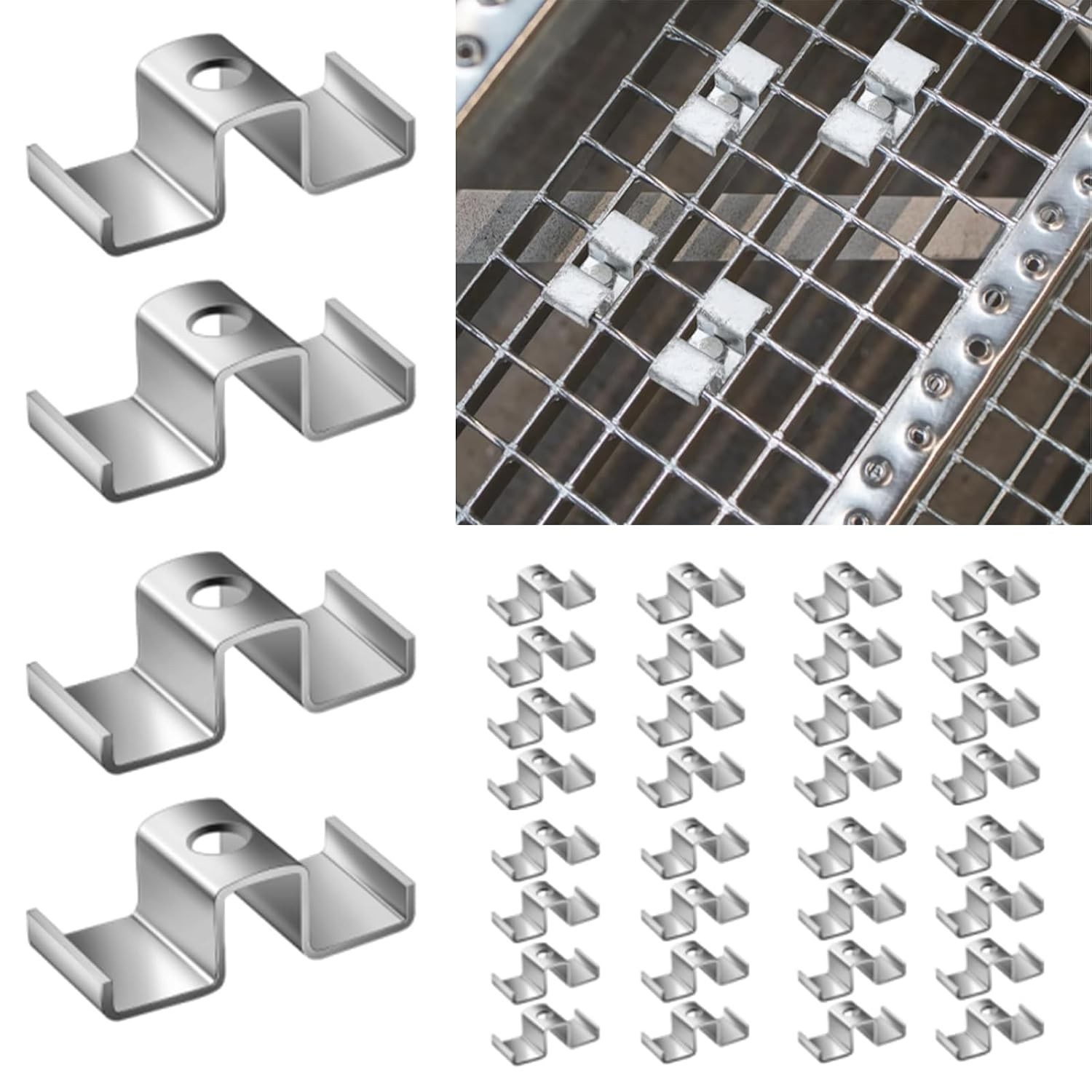 50 Pcs Grating Clips for 316 Stainless Steel Bar Saddle Clips for Drainage Syste 50 Pcs Grating Clips for 316 Stainless Steel Bar Saddle Clips for Drainage Syste