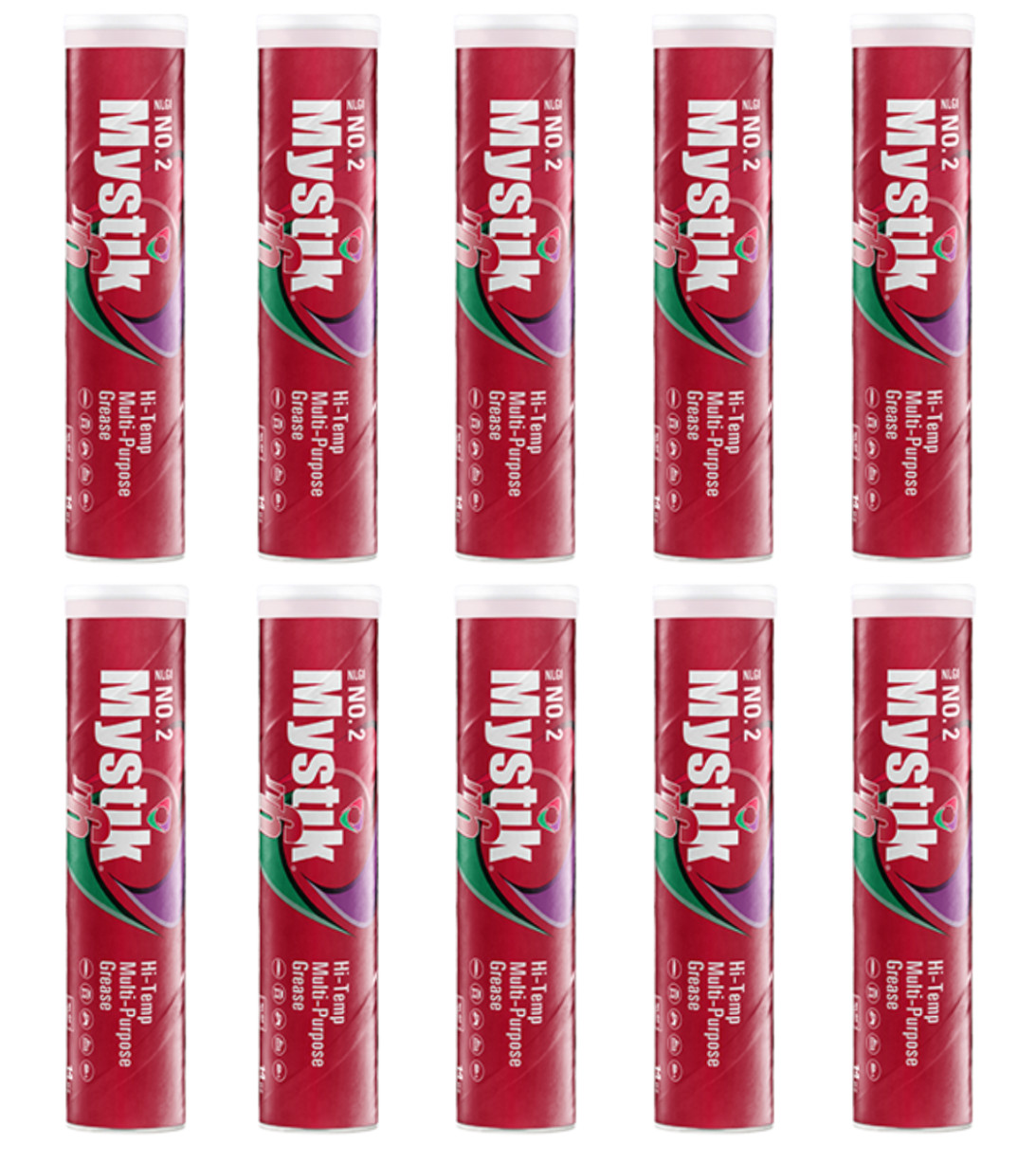 Mystik JT-6 Hi-Temp Multi-Purpose Red #2 Grease; (10) 14oz tubes; 665005002080 Mystik JT-6 Hi-Temp Multi-Purpose Red #2 Grease; (10) 14oz tubes; 665005002080
