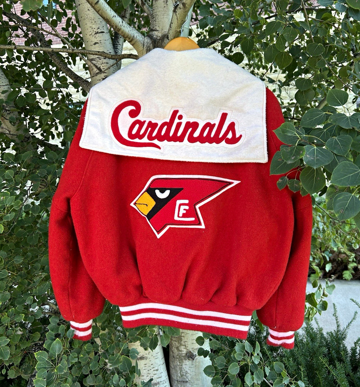 Vintage Varsity Jacket Sailor Collar DeLONG 90s Embroidered Fond Du Lac WI 44