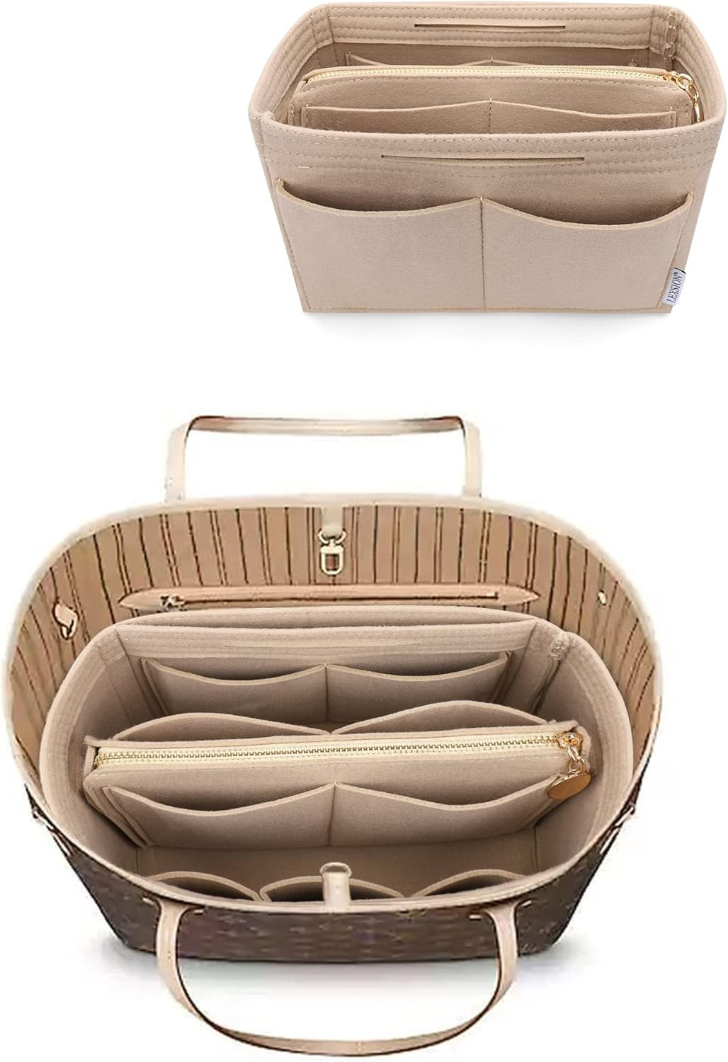 LEXSION Felt Purse Organizer Insert, Tote Bag Shaper Dividers with 5 Sizes