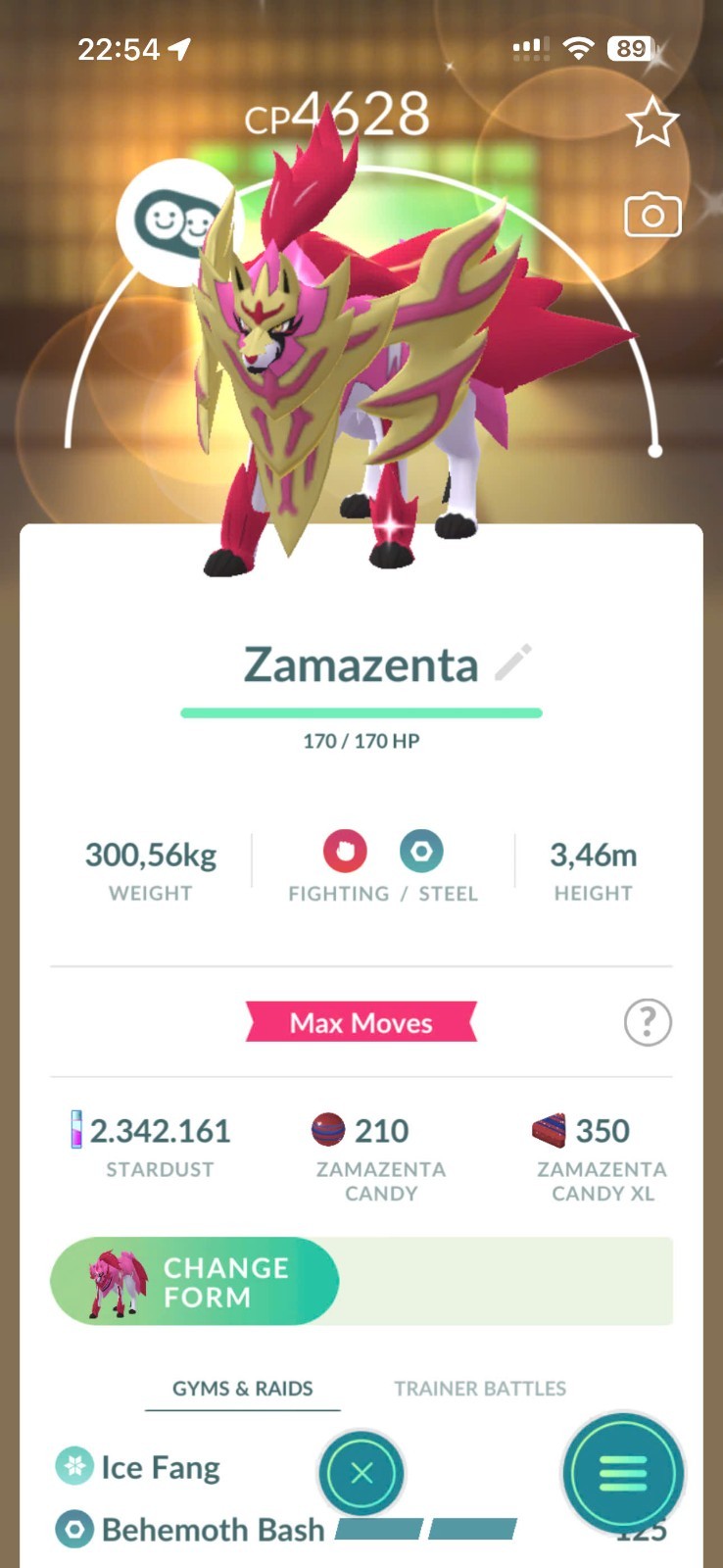 Pokémon G0  --- Shiny Zamazenta leve 50 - 3 moves - CROWNED SHIELD  
