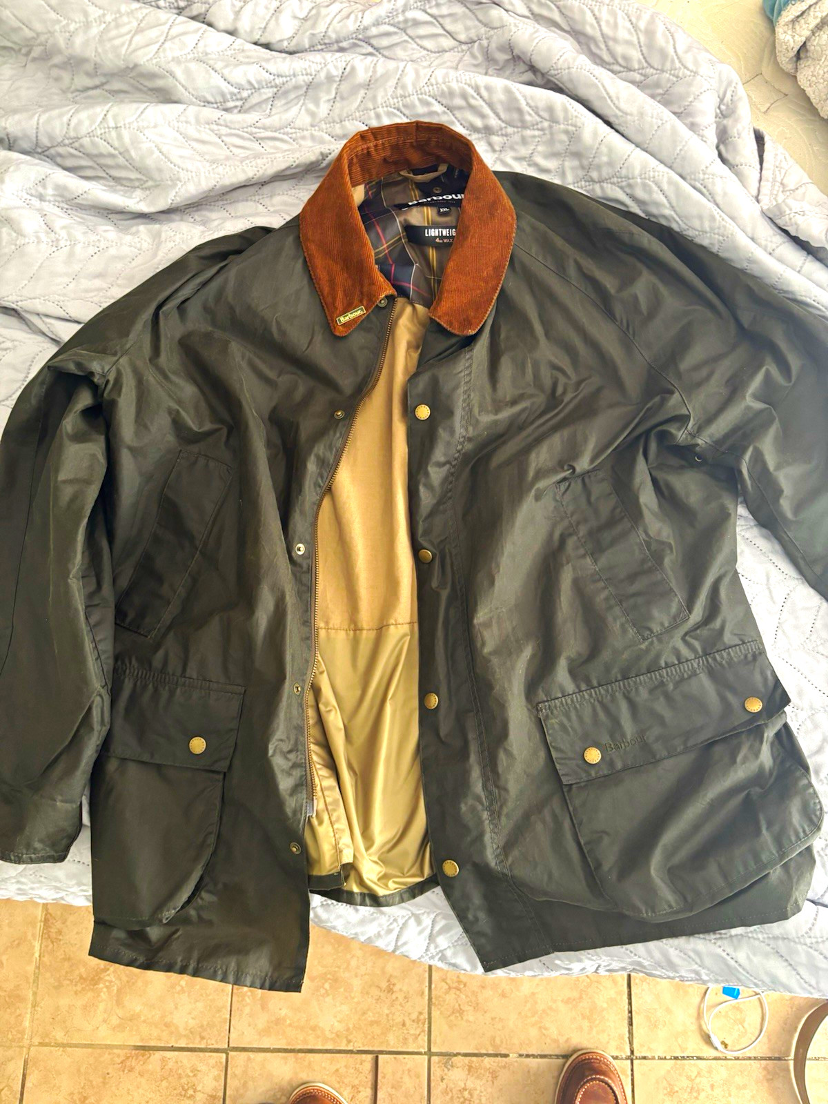 Barbour Ashby Lightweight Wax Jacket Men’s 2XL Olive