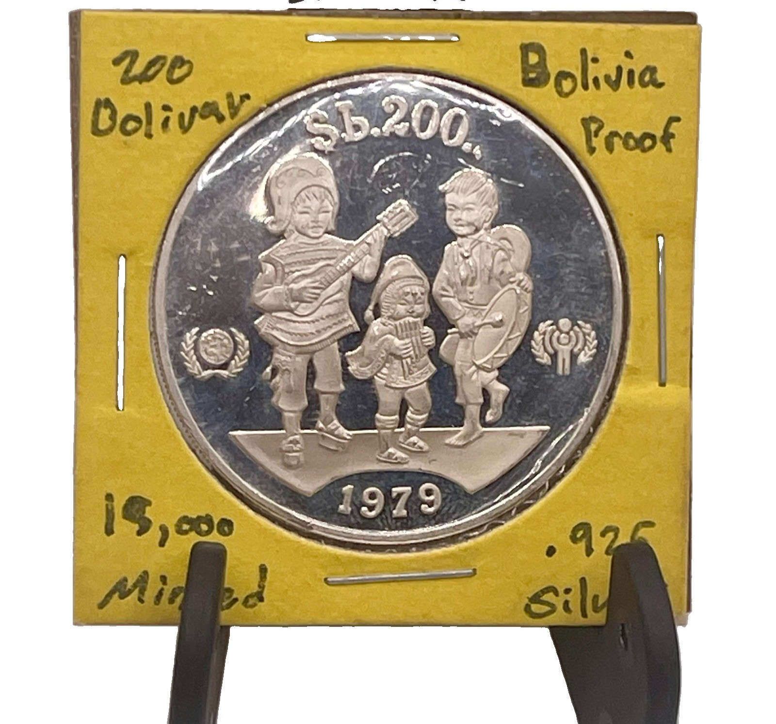 1979 Bolivia 200 Two Hundred Pesos Year of the Child Silver Proof Coin