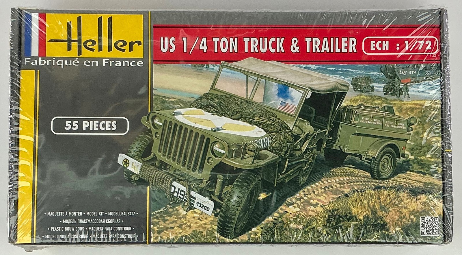 Heller 79997 US 1/4 Ton Truck & Trailer 1/72 Scale Model Kit Shrink-Wrapped