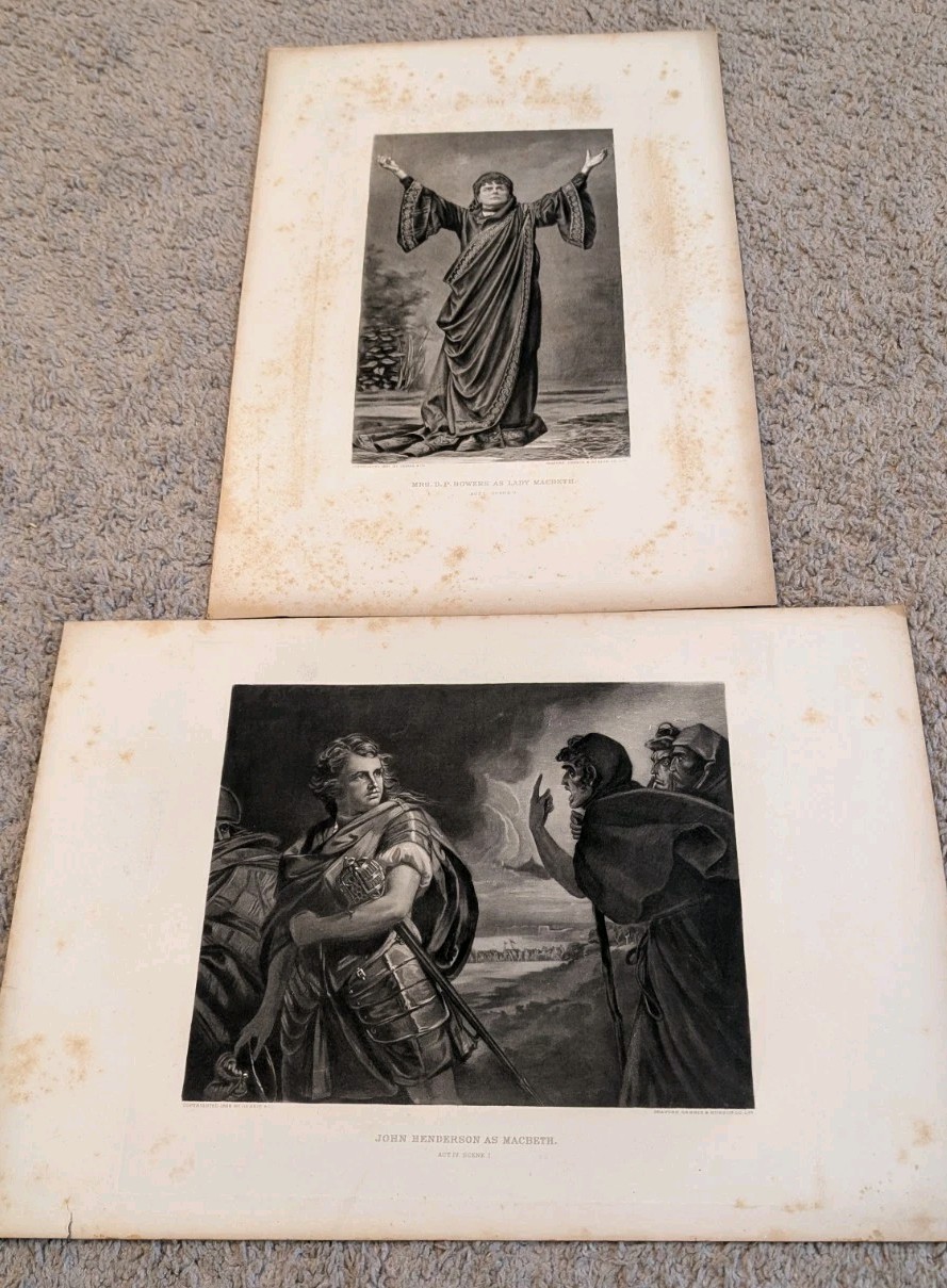 lot 2 Macbeth 1888 John Henderson photogravure antique print D.P. Bowers Etching lot 2 Macbeth 1888 John Henderson photogravure antique print D.P. Bowers Etching