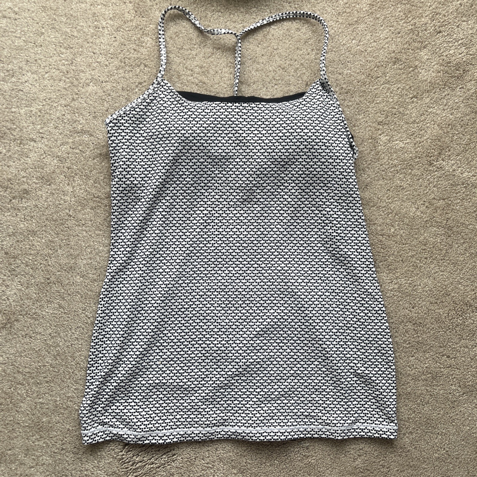 Lululemon Tank Top Womens 10 Power Pose Racerback Yoga Gym Monochromic White Lululemon Tank Top Womens 10 Power Pose Racerback Yoga Gym Monochromic White