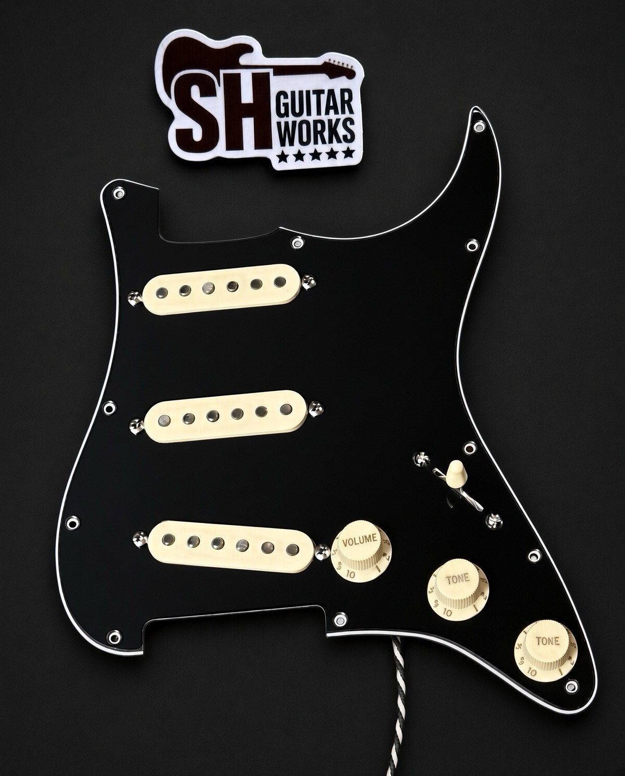 SH GuitarWorks Custom Stratocaster Hand Wound SSS Loaded Pickguard & USA Wiring