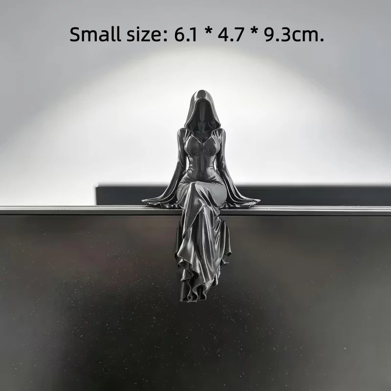 Lady Reaper Statue Sitting Female Figure Dark Gothic Desk Decor Ornament 2026