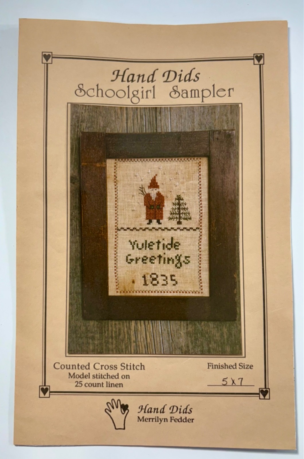 VINTAGE HAND DIDS Schoolgirl Sampler Santa Belsnickle PRIMITIVE Pattern