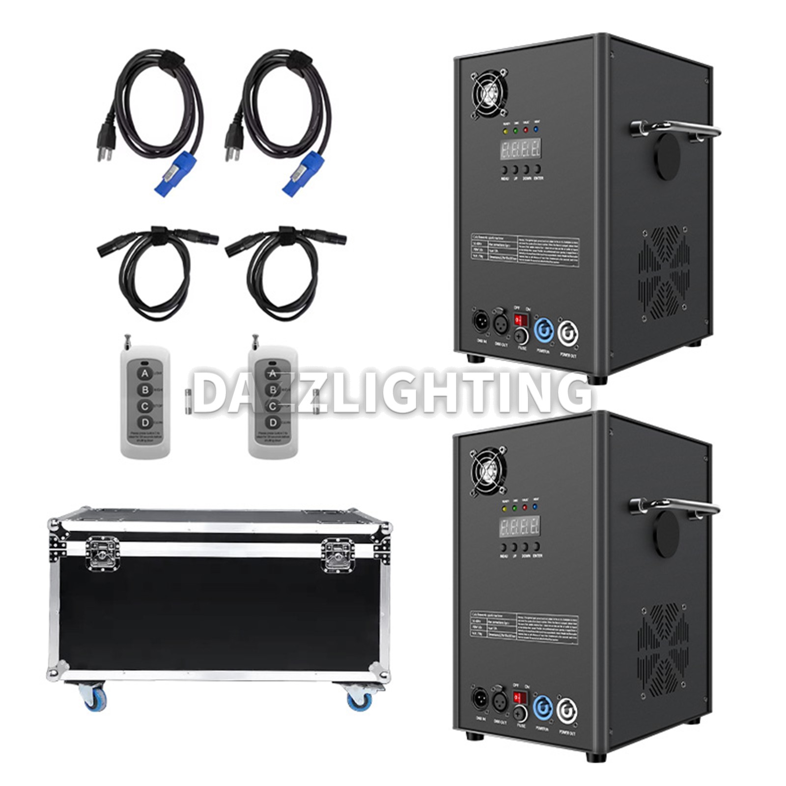 PAIDUN 2PCS 850W Cold Spark Machine Stage Sparkler Effect Wedding DJ Flight Case