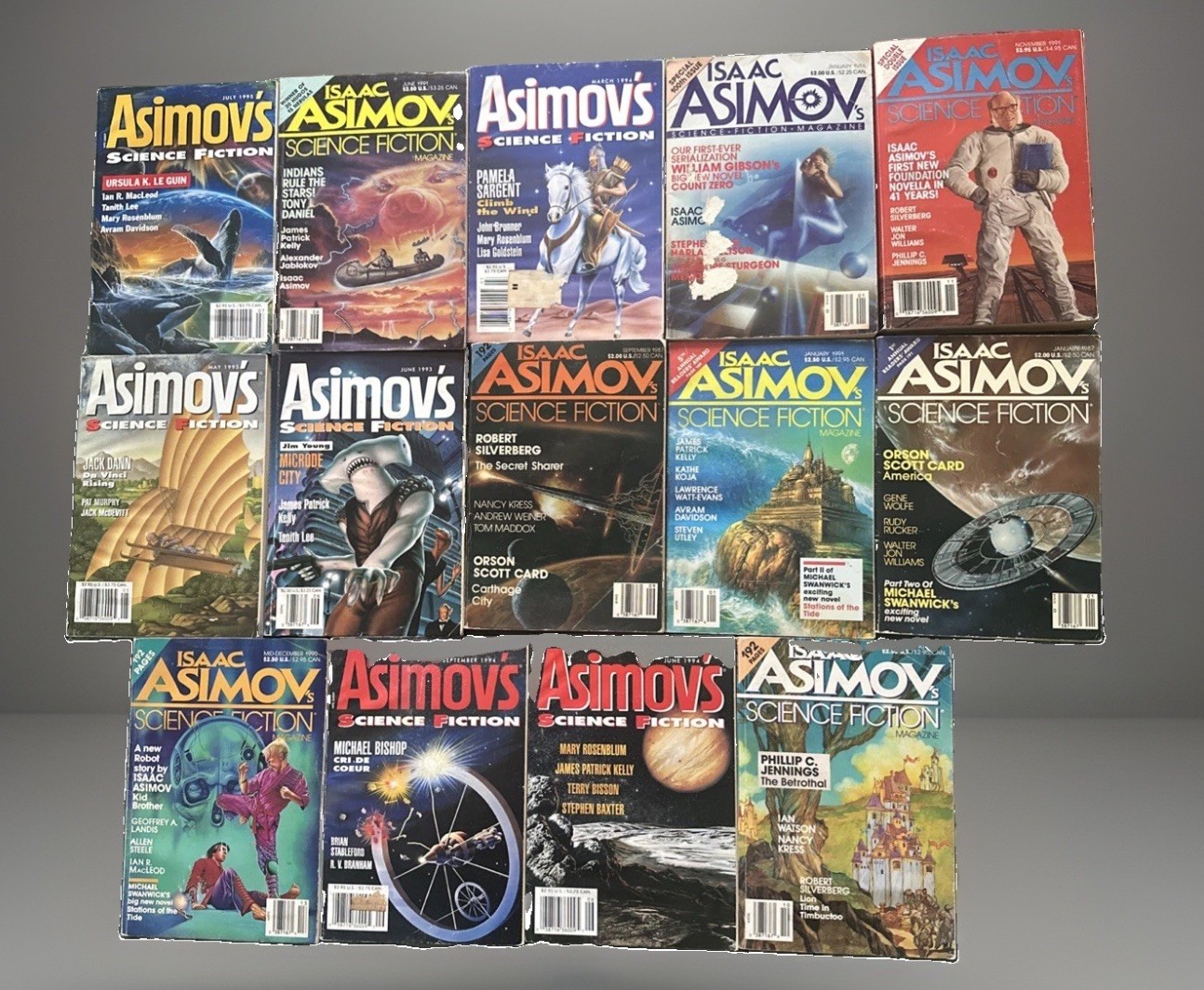 Vintage Isaac Asimov Science Fiction Magazine 1986 to 1995 Lot of 14 Books