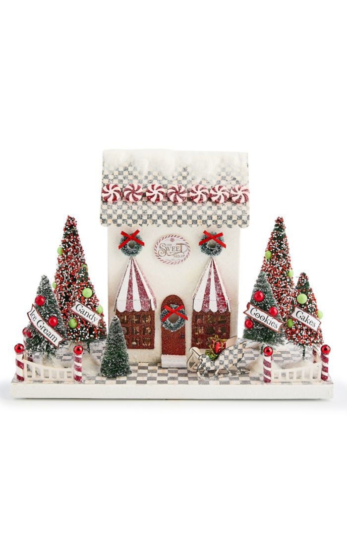 MacKenzie Childs Check It Out Illuminated Sweet Shop Paper House BNIB NEW IN BOX
