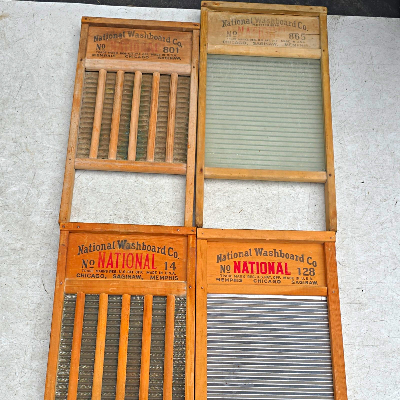 National Washboard Co. Vintage Primitive Wood Washboard Lot, Yankee, USA lot 4