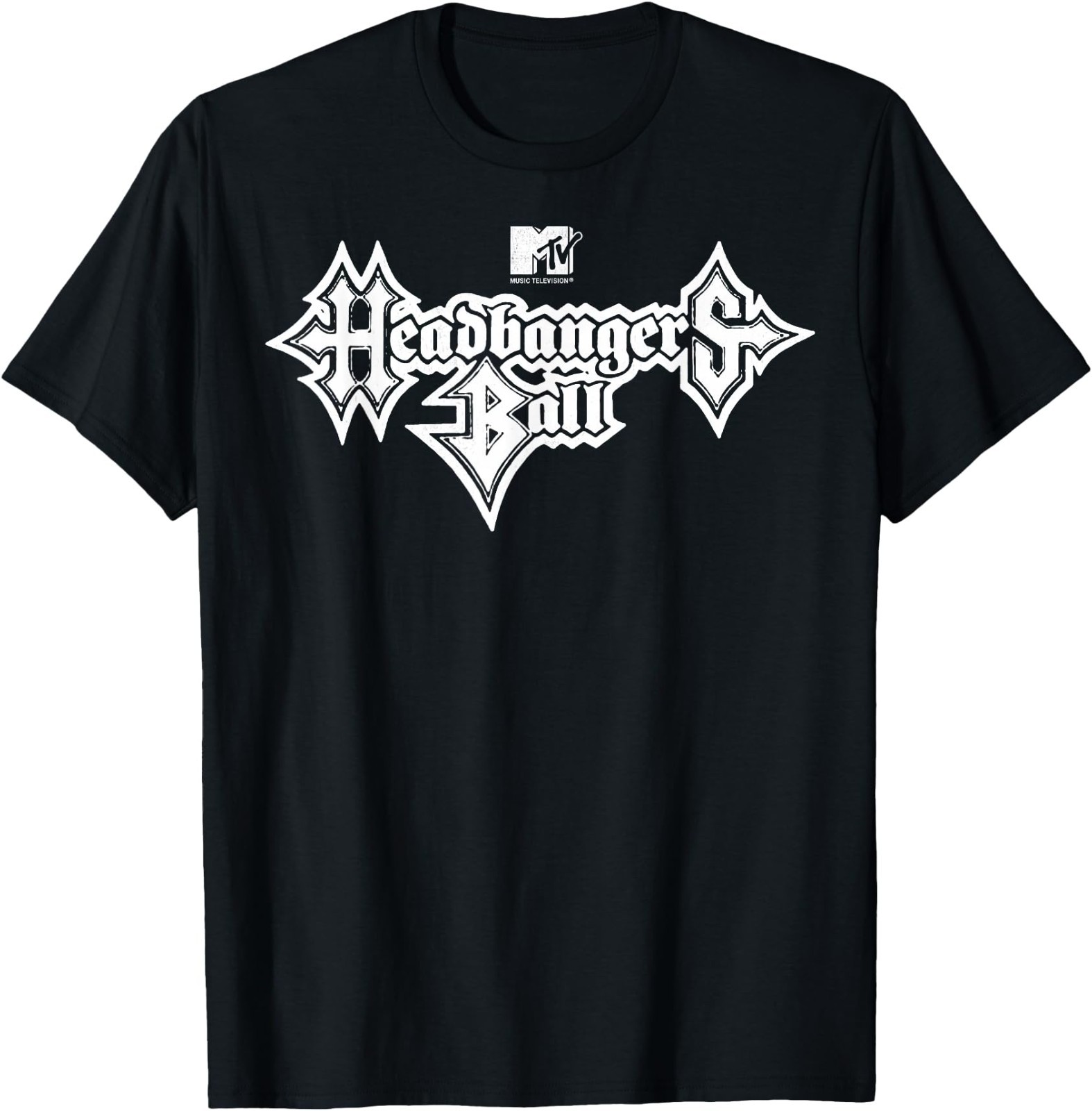 MTV Headbangers Ball: Classic Fit, Round Neck, Short Sleeve Black Metal Text T-S