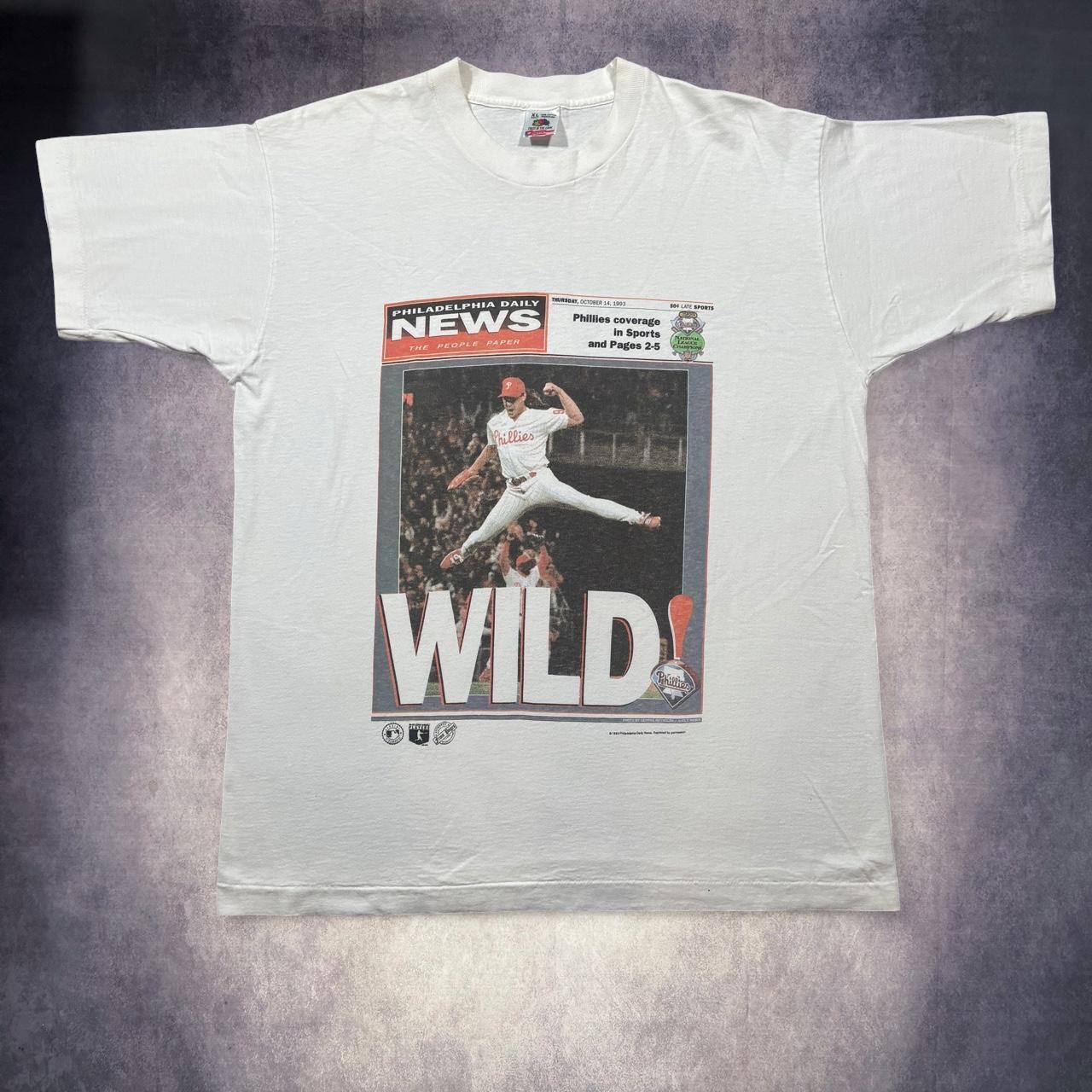 RARE Vintage 1993 Phillies baseball newspaper single stitch t-shirt