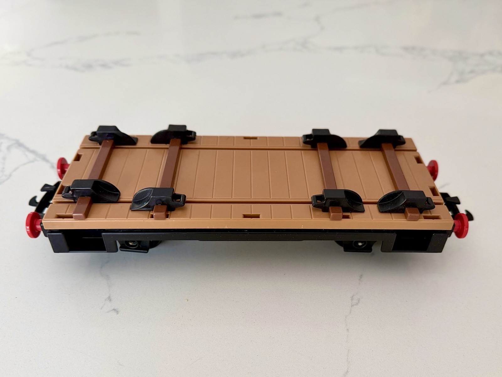 PLAYMOBIL 4106 Train Freight Flatbed Car Wagon Brown/Black w/ Box Vintage 1980s