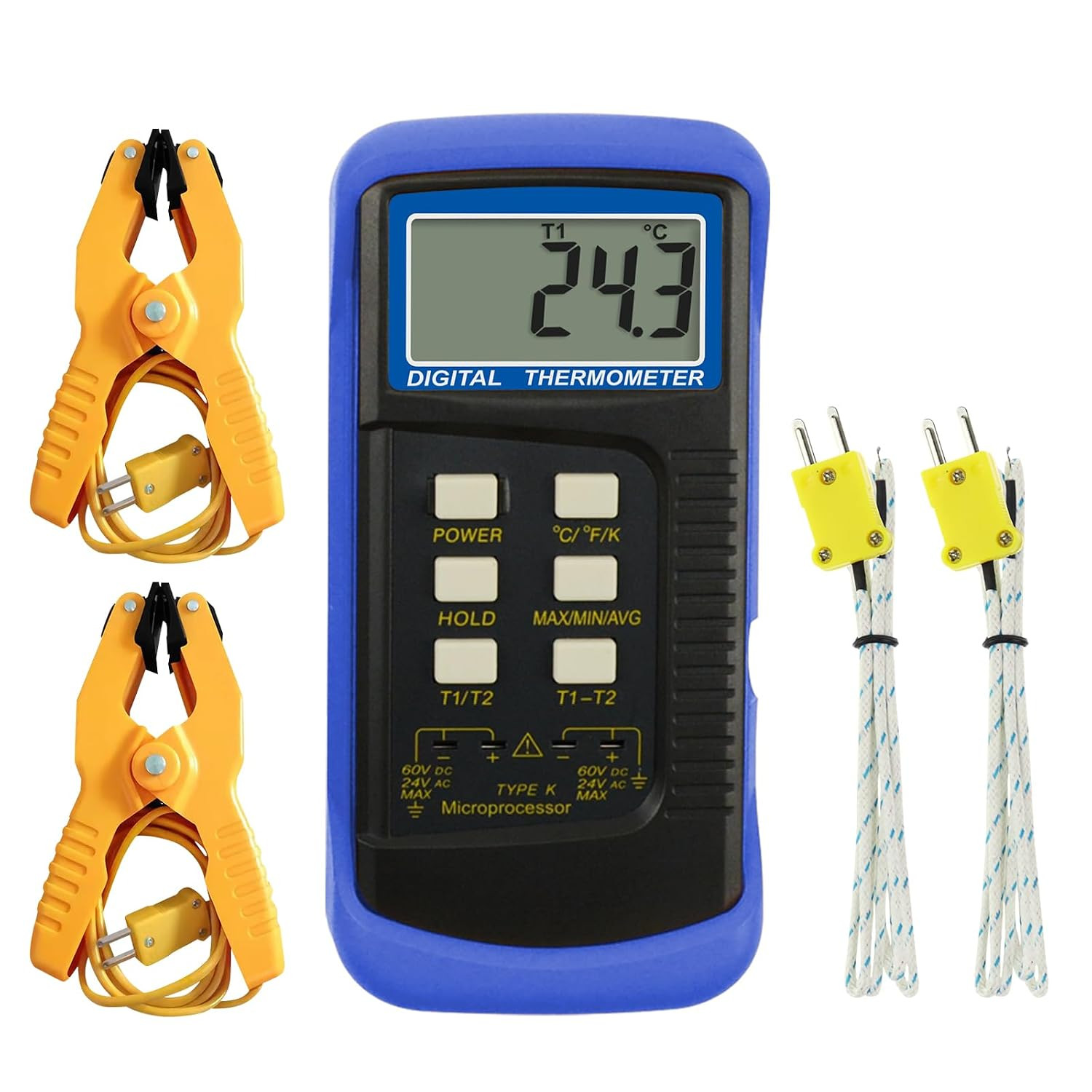 K-Type Thermocouple Thermometer (-50~1300°C) Range, Dual-Channel Digital Tempera