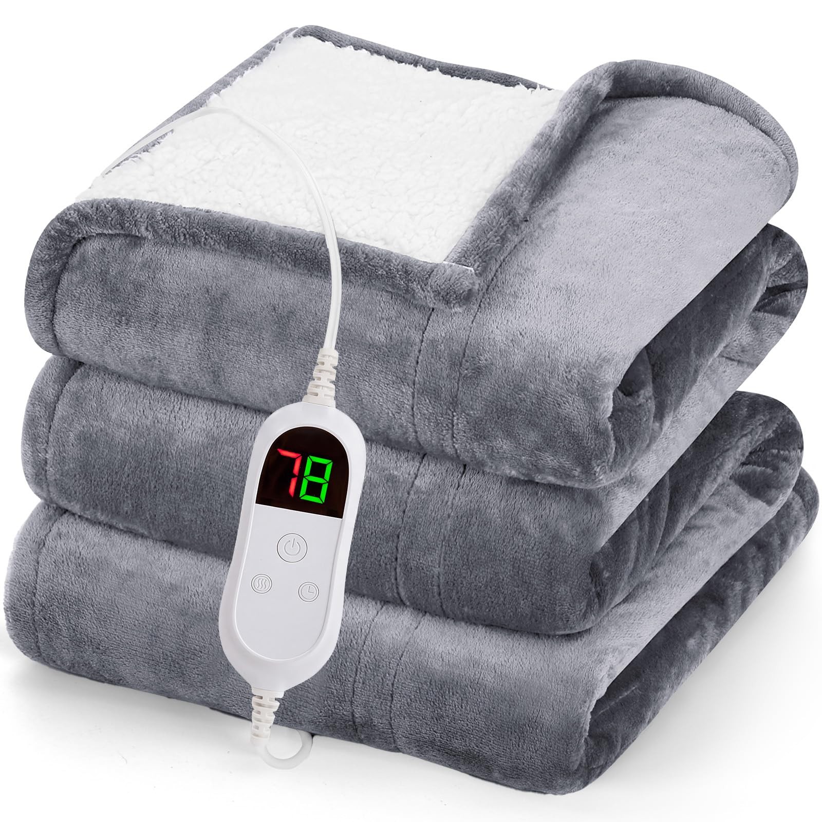 Heated Blanket Electric Throw 50x60 Fast Heating Levels Timer Washable