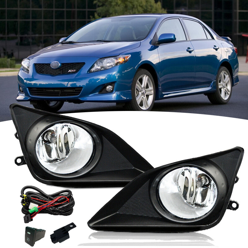 For 2009-2010 Toyota Corolla Pair Clear Bumper Driving Fog Lights Lamps w/Switch