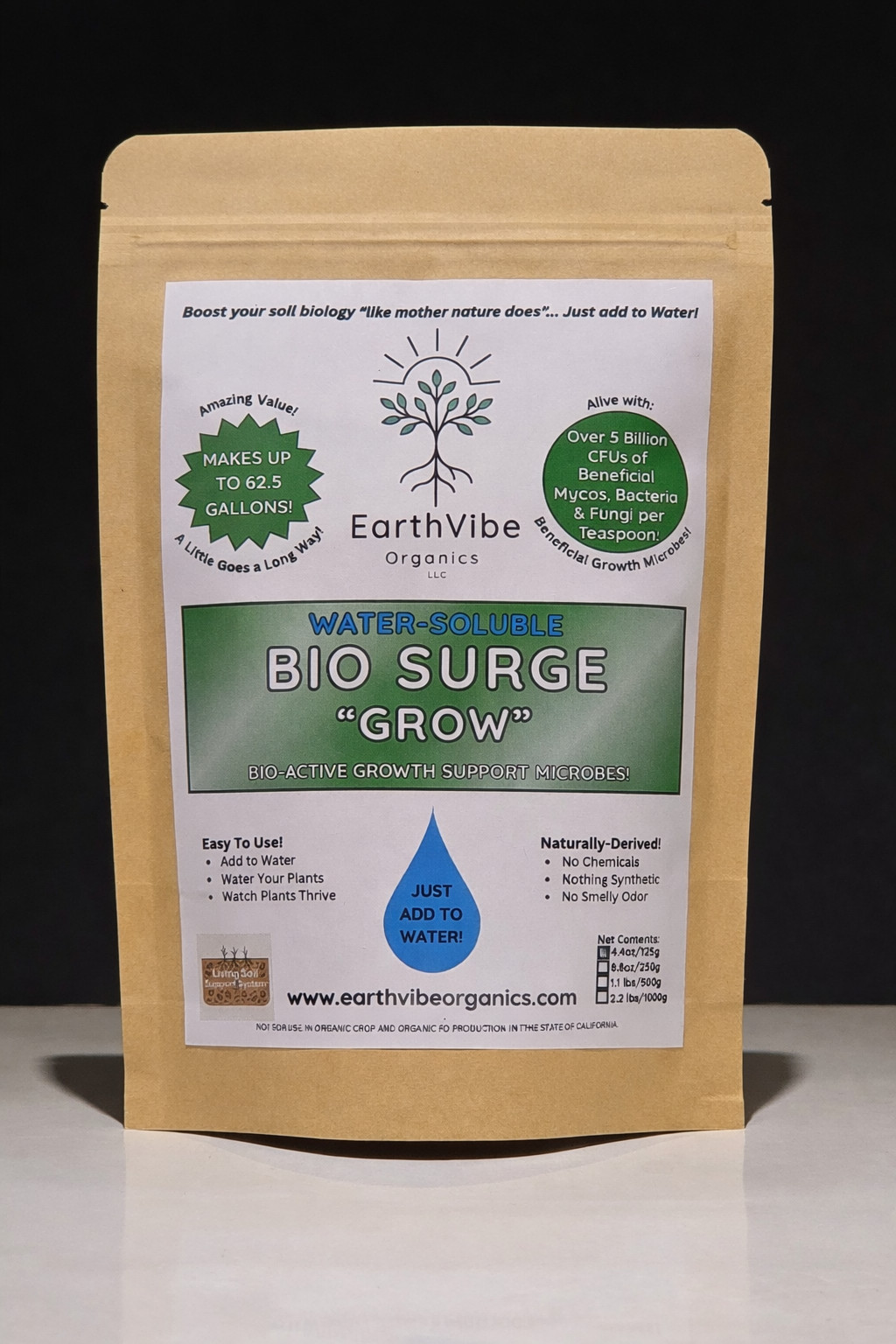 EarthVibe Organics Bio Surge Grow - 5+ Billion Growth Microbes & Mycos per TSP