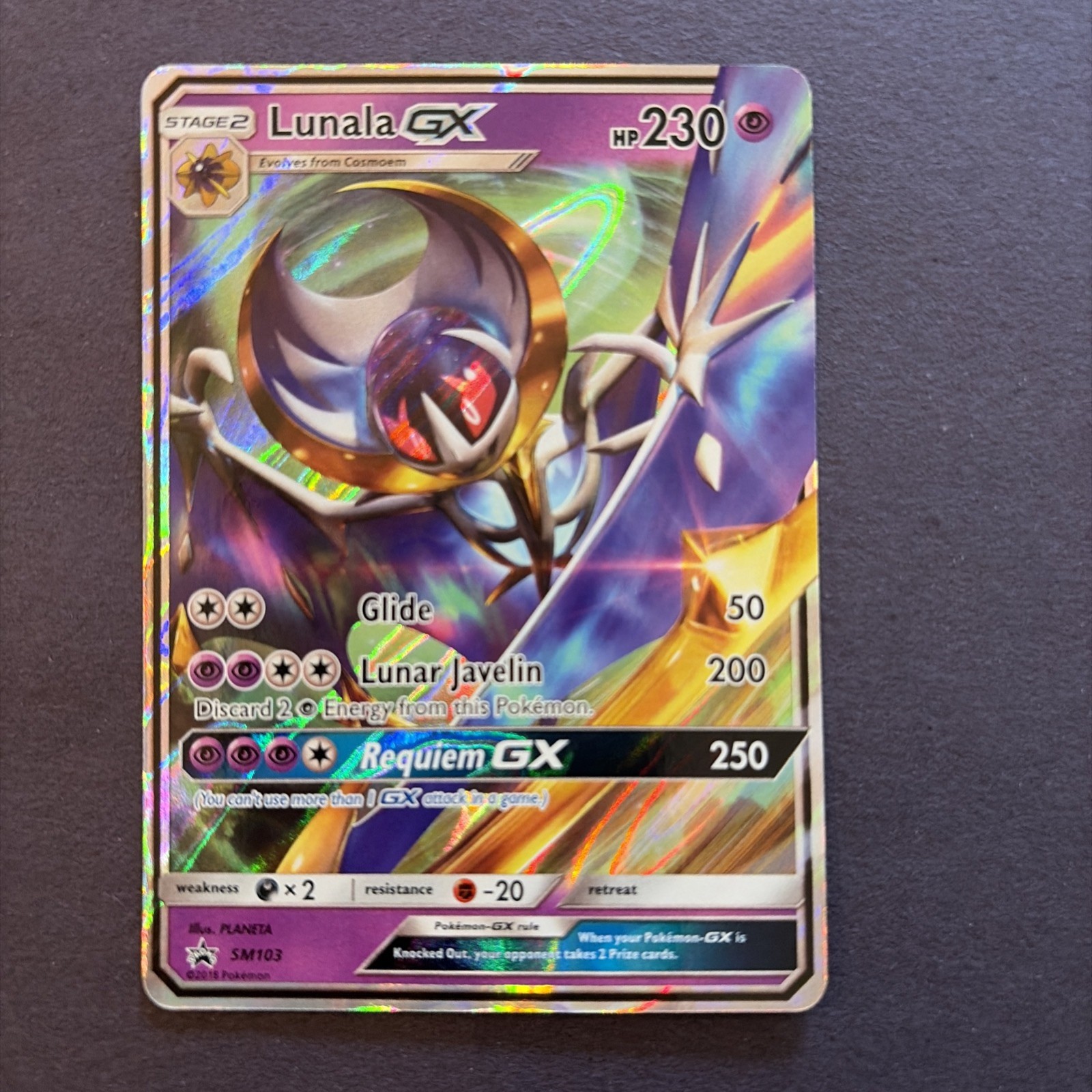 Lunala GX SM103 Black Star  Promo Sun and moon Holo