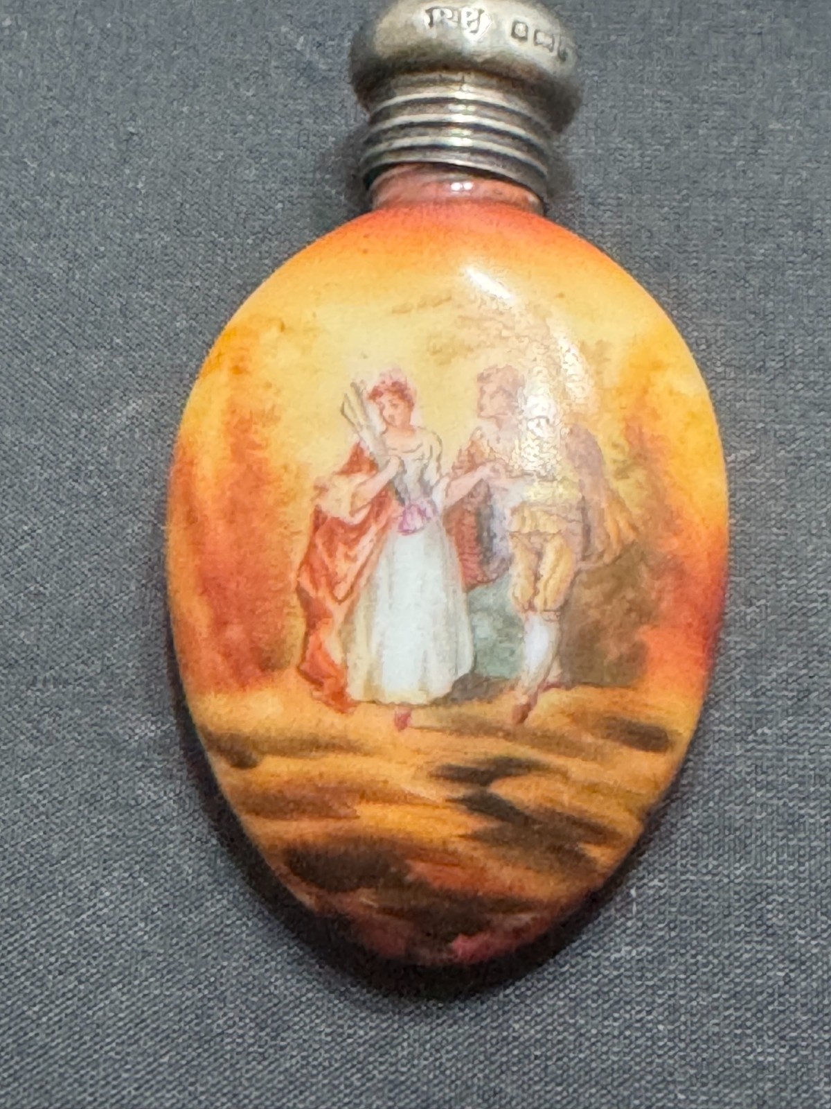 A-047 Antique Vintage French or British Sterling & Porcelain Perfume Bottle A-047 Antique Vintage French or British Sterling & Porcelain Perfume Bottle